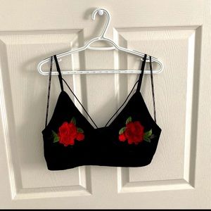 Black Velvet Red Rose Bralette